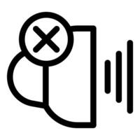 Speaker icon with a cross indicating silencing or muting sound vector