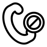 Phone handset with a cross sign showing a blocked call vector