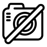 Camera icon with diagonal line representing no photos allowed vector