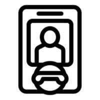 Smartphone displaying user calling icon minimalist outline icon vector
