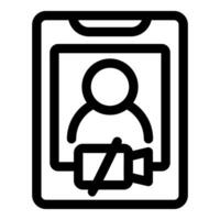Smartphone showing person with video call canceled icon vector
