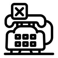 Old rotary phone showing error sign for unsuccessful call attempt vector