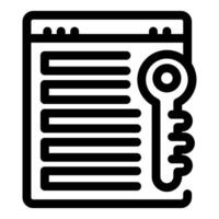 Key unlocking digital document, concept of secure access and data protection vector