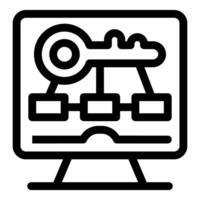 Computer showing key unlocking data blocks on screen vector