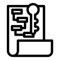 Key unlocking flowchart representing problem solving solution concept vector