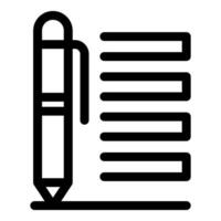 Pen signing contract or taking notes on checklist icon vector