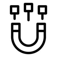 Horseshoe magnet attracting three square objects icon vector