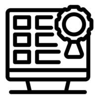 Computer showing quality control with check marks and award ribbon vector