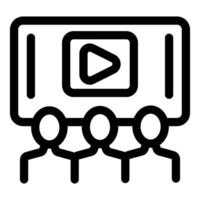 Group of students watching online course video tutorial vector