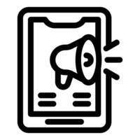 Mobile marketing campaign showing advertisement on smartphone with megaphone announcing it vector