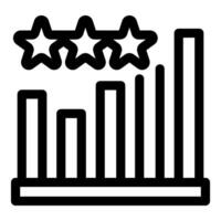 Bar chart showing increasing stats with five stars ranking vector