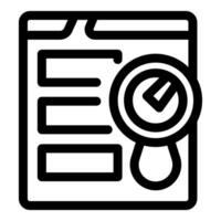 Magnifying glass analyzing data on document icon vector