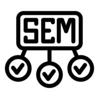 Search engine marketing strategy showing positive results with checkmarks vector