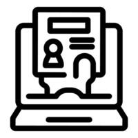 Online cv with candidate profile for job application on laptop screen vector