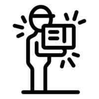 Delivery man holding parcel surrounded by delivery speed effect lines icon vector