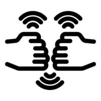 Two business people closing a deal using nfc technology vector