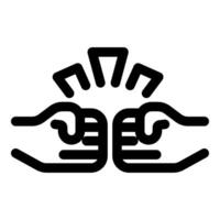 Two fists bumping together creating spark icon vector