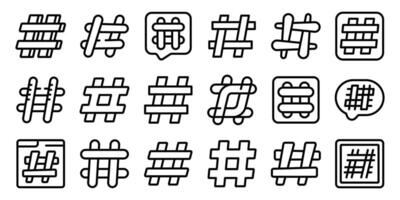 Hashtag symbol icons set. Hashtag icons set showing social media trending topics and digital marketing campaign vector