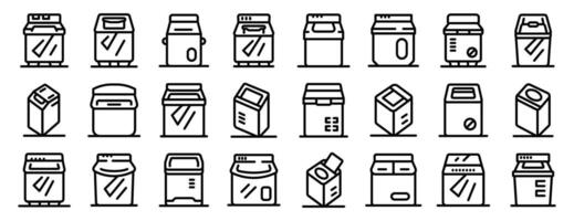 Top load washing machine icons set. Collection of line icons featuring various bread makers and kitchen appliances vector