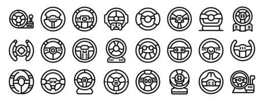 Game controller steering wheel icons set. Set of steering wheel icons showing different gaming and vehicle concepts vector
