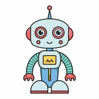 A cartoon robot with a blue and red face vector
