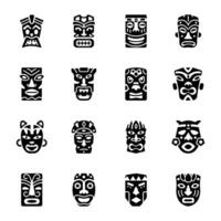 Collection of Native Masks Solid Icons vector