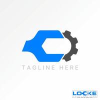 Logo design graphic concept abstract creative premium stock initial C font wrench and gear engineer machine. Related monogram typography repair vector