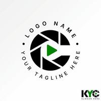 Logo design graphic concept abstract creative premium stock initial C font cutting play capture shutter lens. Related monogram typography brand vector