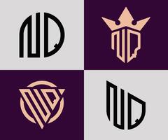 Creative simple Initial Letters NQ Logo Designs Bundle. vector