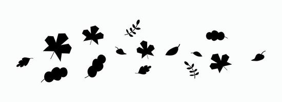Autumn leaves blown by the wind silhouettes on a white background illustration banner vector