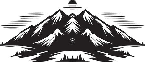 Mountain silhouette print design. vector