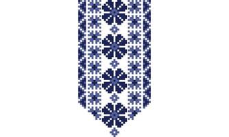 a detailed pattern composed of pixel designs with blue square on transparent background , design for collar. vector