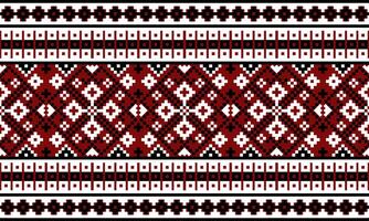 a detailed pattern composed of pixel designs with black and white square on red background , design for fabric or various pattern printing works. vector