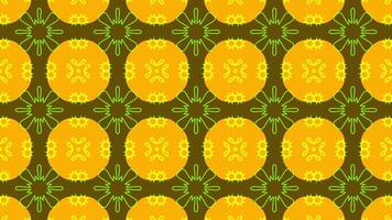 Kaleidoscope pattern in orange, green, and brown with intricate circular geometric design, suitable for backgrounds, textiles, or packaging. video