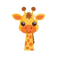 Cute cartoon giraffe with a smiling expression against a white background. vector