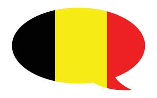 Speech bubble with Belgium flag. Learning foreign language course vector