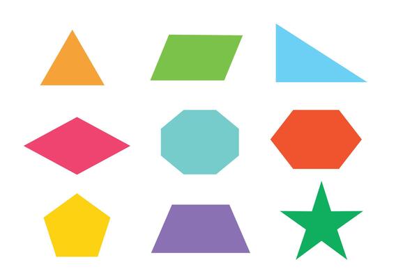 Geometric shape for mathematic, colorful icon.