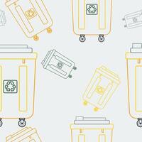 Editable Outline Style Trash Bins Vectorized Illustration in Various Colors as Seamless Pattern for Creating Background of Cleanliness Lifestyle and Environmental Related Design vector