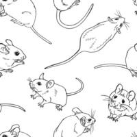Seamless pattern with mouse. Hand drawn illustration. vector
