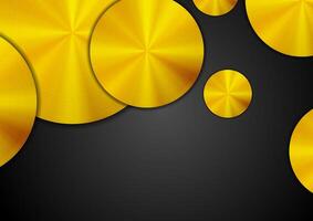 Shiny golden circles abstract tech geometric background vector