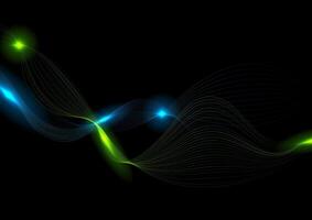 Green and blue minimal wavy lines abstract futuristic tech background vector