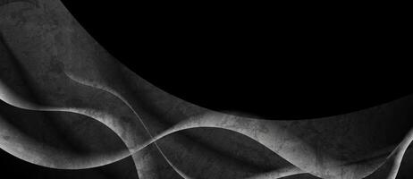 ark grey glossy waves with grunge texture abstract background vector