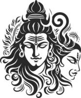 Lord Shiv and Durga Embracing in Artistic Harmony vector