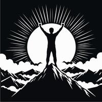 A Thrilling Tale of Strength, Endurance, and Conquest on a Mountain vector