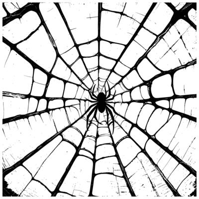 Intricate Black and White Spider Web Design