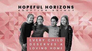 Adoption Agency Template with Group of Childrens for Mobile Facebook Cover