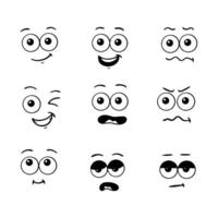 Collection of Facial Expression Cartoon Icons. Hand drawn style. isolated illustration vector