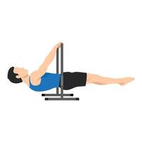 Man doing front lever on a bar calisthenics exercise. vector