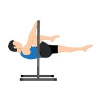 Man doing advanced tuck front lever on a bar calisthenics exercise. vector