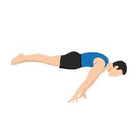Man doing planche on fingers calisthenics exercise. vector
